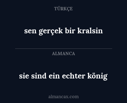 sie sind ein echter könig - sen gerçek bir kralsin