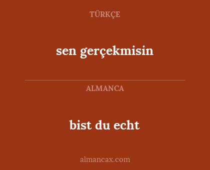 bist du echt - sen gerçekmisin