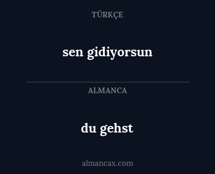 du gehst - sen gidiyorsun