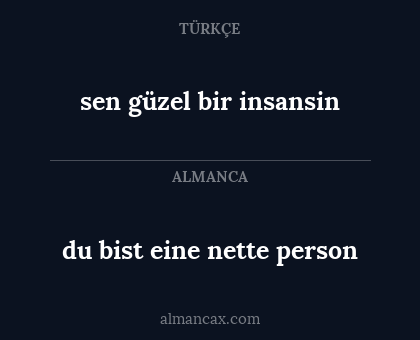 du bist eine nette person - sen güzel bir insansin