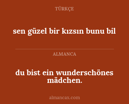 du bist ein wunderschönes mädchen. - sen güzel bir kızsın bunu bil