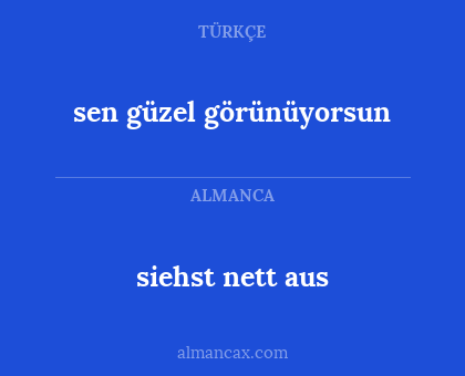 siehst nett aus - sen güzel görünüyorsun