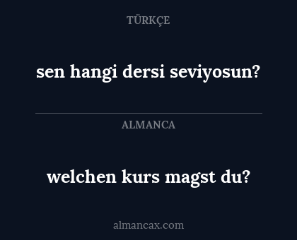 sen hangi dersi seviyosun? - welchen kurs magst du?