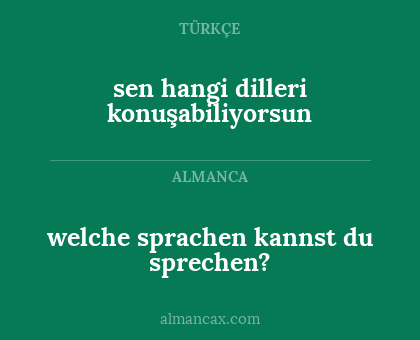 welche sprachen kannst du sprechen? - sen hangi dilleri konuşabiliyorsun