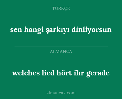 sen hangi şarkıyı dinliyorsun - welches lied hört ihr gerade