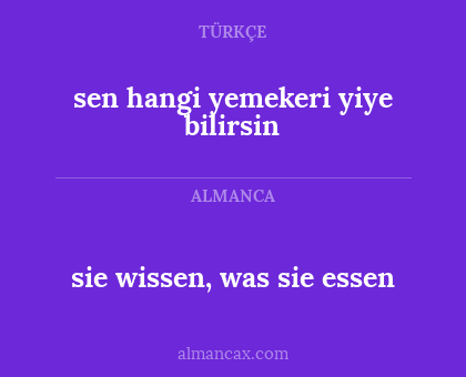 sen hangi yemekeri yiye bilirsin - sie wissen, was sie essen