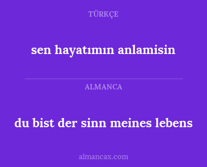 sen hayatımın anlamisin - du bist der sinn meines lebens