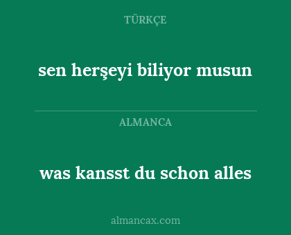 was kansst du schon alles - sen herşeyi biliyor musun