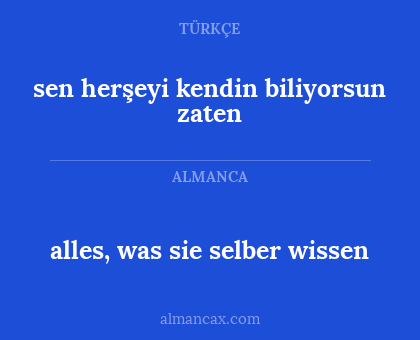 alles, was sie selber wissen - sen herşeyi kendin biliyorsun zaten