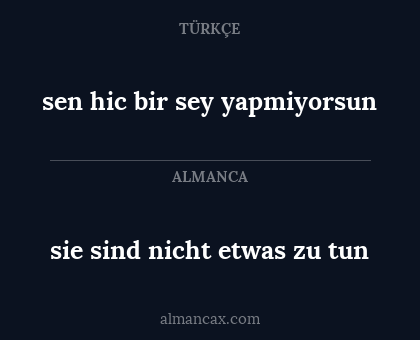 sie sind nicht etwas zu tun - sen hic bir sey yapmiyorsun