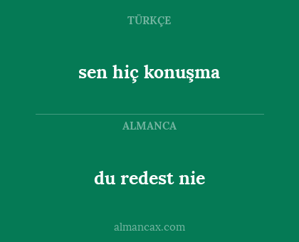 du redest nie - sen hiç konuşma