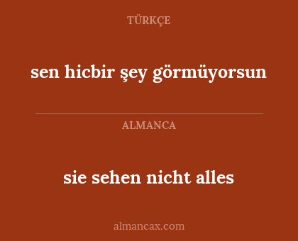 sie sehen nicht alles - sen hicbir şey görmüyorsun
