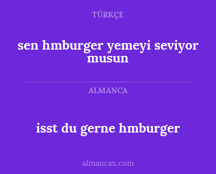 isst du gerne hmburger - sen hmburger yemeyi seviyor musun