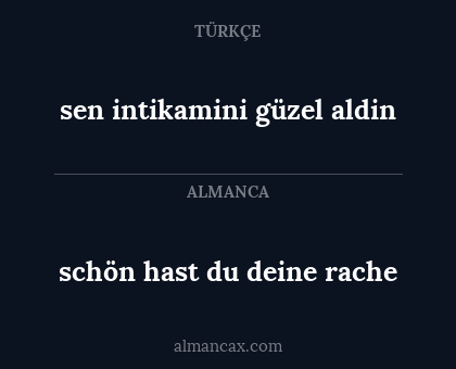 schön hast du deine rache - sen intikamini güzel aldin