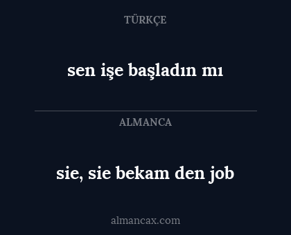 sen işe başladın mı - sie, sie bekam den job