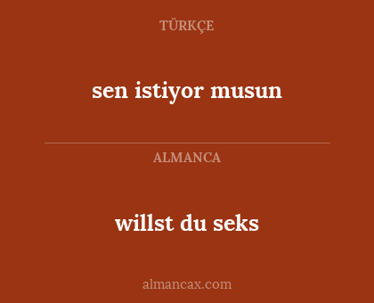 sen istiyor musun - willst du seks