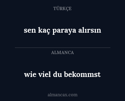 sen kaç paraya alırsın - wie viel du bekommst