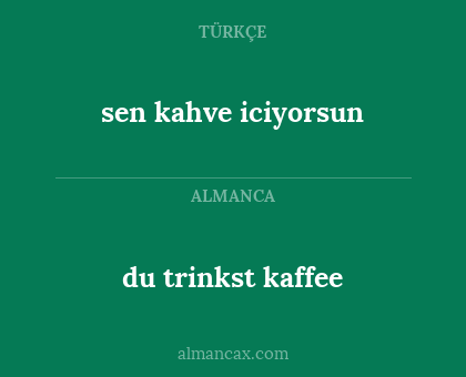 du trinkst kaffee - sen kahve iciyorsun