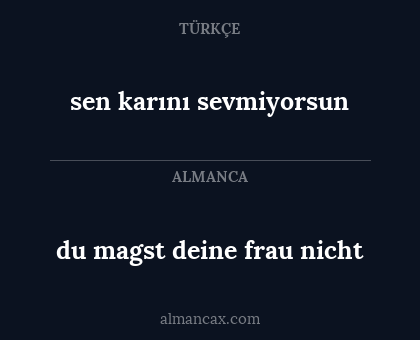 du magst deine frau nicht - sen karını sevmiyorsun