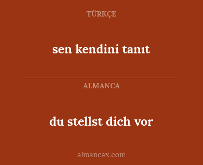 sen kendini tanıt - du stellst dich vor