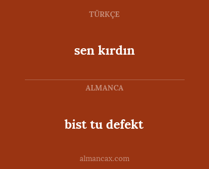 sen kırdın - bist tu defekt