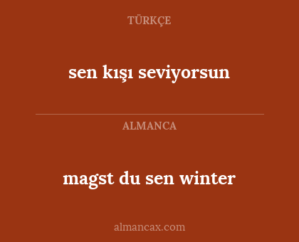 sen kışı seviyorsun - magst du sen winter