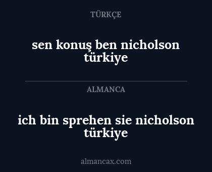 sen konuş ben nicholson türkiye - ich bin sprehen sie nicholson türkiye