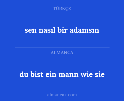 du bist ein mann wie sie - sen nasıl bir adamsın