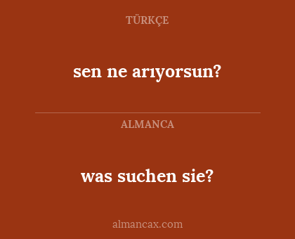 was suchen sie? - sen ne arıyorsun?
