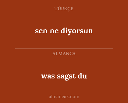was sagst du - sen ne diyorsun