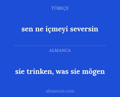 sie trinken, was sie mögen - sen ne içmeyi seversin