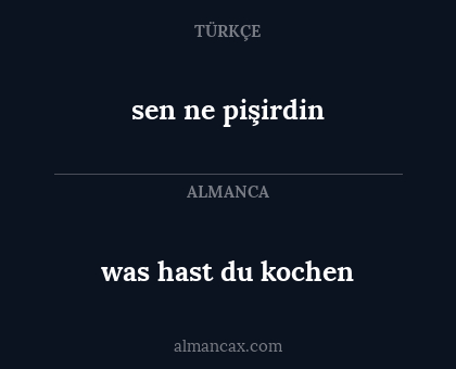 was hast du kochen - sen ne pişirdin