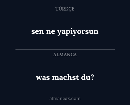 sen ne yapiyorsun - was machst du?