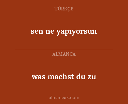 sen ne yapıyorsun - was machst du zu