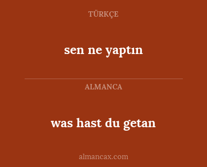 sen ne yaptın - was hast du getan