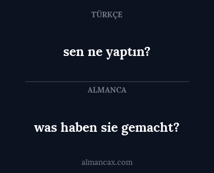 was haben sie gemacht? - sen ne yaptın?