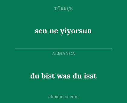 du bist was du isst - sen ne yiyorsun