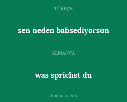 was sprichst du - sen neden bahsediyorsun