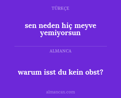 warum isst du kein obst? - sen neden hiç meyve yemiyorsun