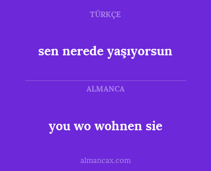 you wo wohnen sie - sen nerede yaşıyorsun
