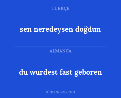 sen neredeysen doğdun - du wurdest fast geboren