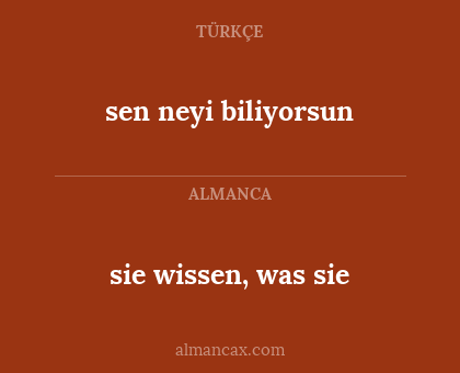 sen neyi biliyorsun - sie wissen, was sie