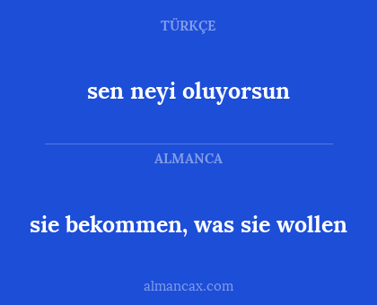 sie bekommen, was sie wollen - sen neyi oluyorsun