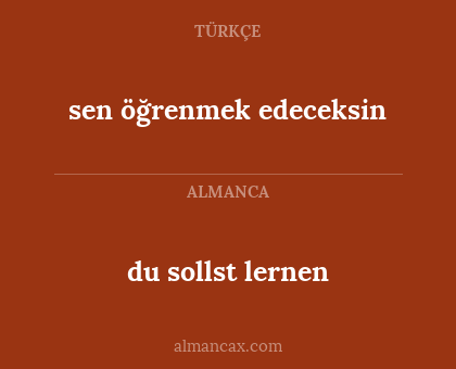 sen öğrenmek edeceksin - du sollst lernen