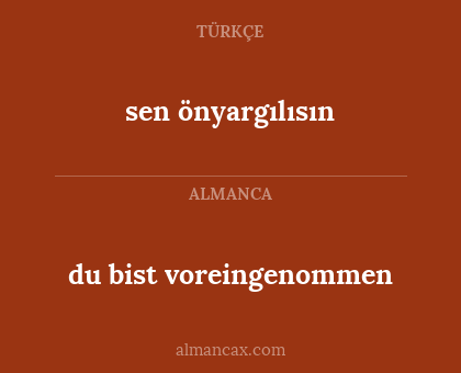 sen önyargılısın - du bist voreingenommen