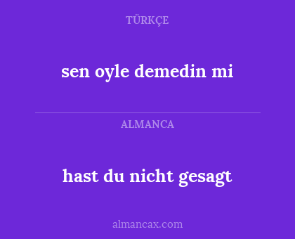 sen oyle demedin mi - hast du nicht gesagt