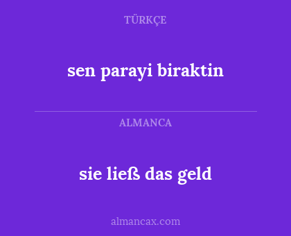 sen parayi biraktin - sie ließ das geld
