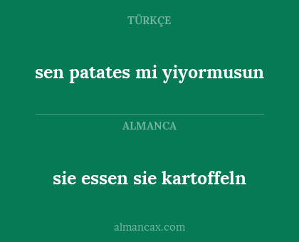sie essen sie kartoffeln - sen patates mi yiyormusun