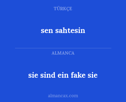 sen sahtesin - sie sind ein fake sie