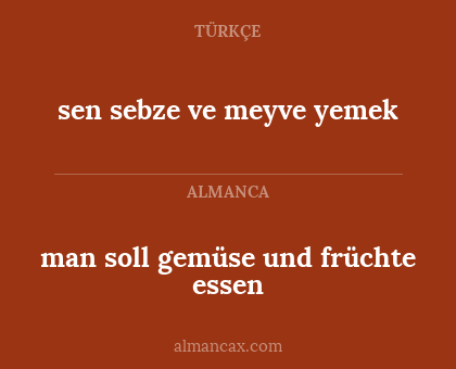 man soll gemüse und früchte essen - sen sebze ve meyve yemek